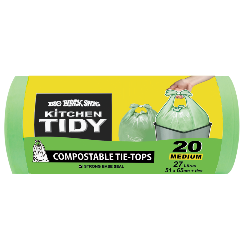 Big Black Sacks, Compostable, LITTLE GREEN SACKS Compostable TIE-TOPS Medium 20pk